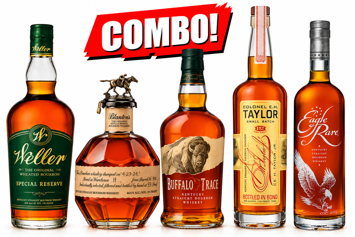 Blanton's, E.H. Taylor, Buffalo Trace, Eagle Rare & W.L. Weller Special Reserve Premium Collection Bundle (5pack)